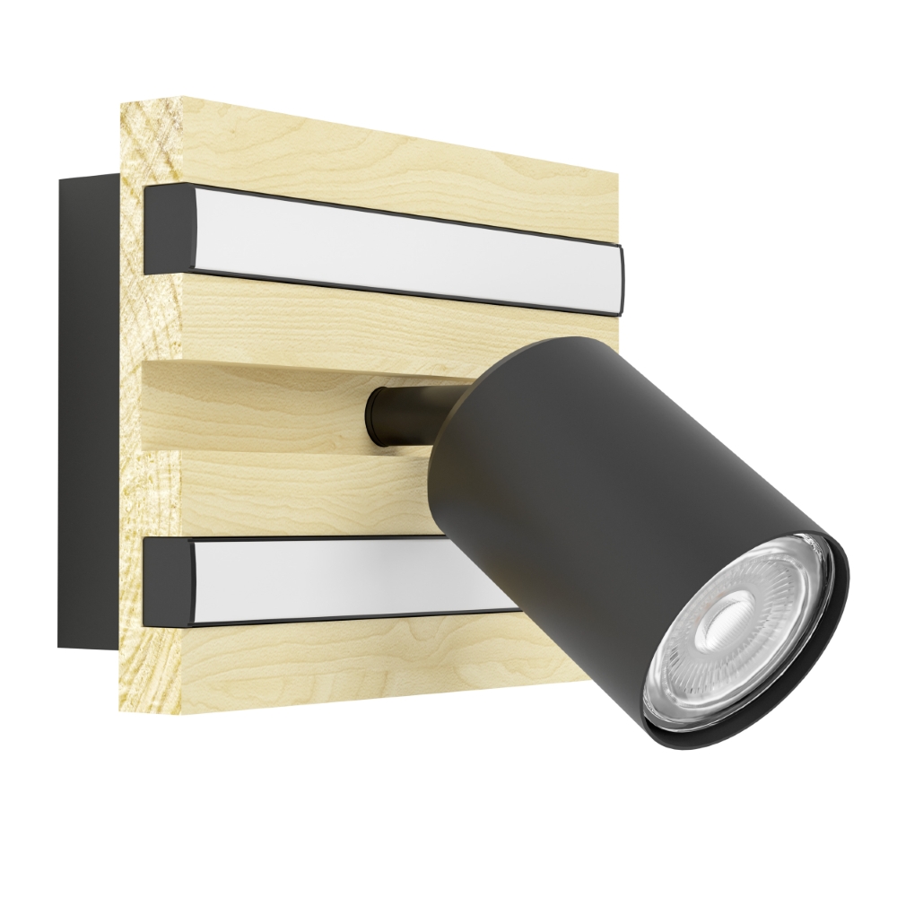 Stars of Light Wandlamp enkelGesteira zwart met hout - 390521